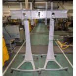 2x Unicol mobile TV/monitor silver stands with 1 adjustable shelf - W 884 x D 660 x H 1890mm
