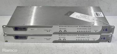 2x Digigram ES8out Ethersound 8-way ethernet audio bridge output units - W 480 x D 220 x H 45mm