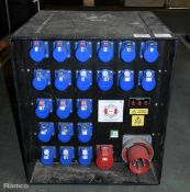 Portable 400V power distribution box - 21x 16A sockets and 1x 32A sockets - W 540 x D 480 x H 620mm