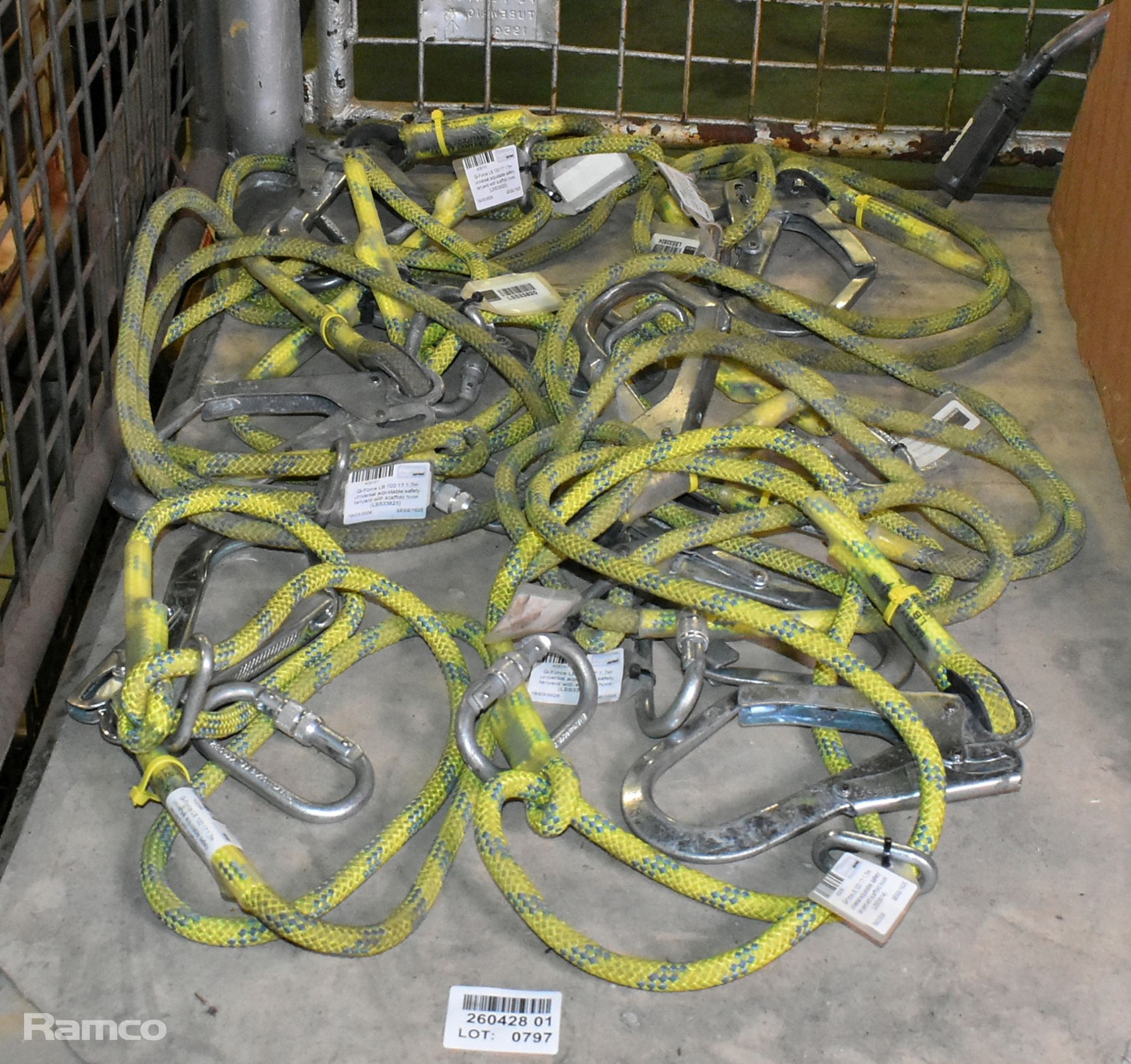 8x G-Force LB 100 17 1.7m universal adjustable safety lanyards with scaffold hook