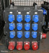 Portable power distribution box - 12x 16A sockets and 4x 32A sockets - W 580 x D 370 x H 590mm