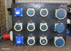 Portable power distribution box - 9x 16A sockets and 3x 32A sockets - W 690 x D 430 x H 430mm
