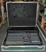 Soundcraft Ghost 32 channel analog mixing desk with power, cables and flight case