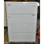 4 drawer filing cabinet - W 900 x D 460 x H 1310mm - NO KEYS