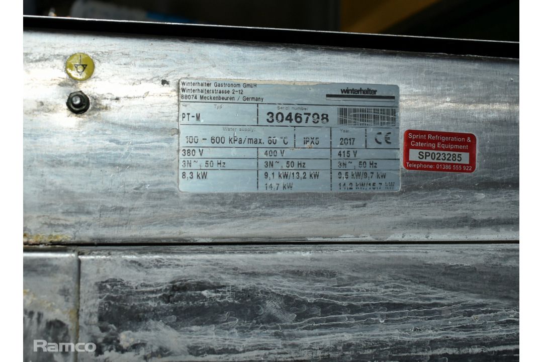 Winterhalter stainless steel PT-M pass through dishwasher - 300V - 50Hz - L680 x W 810 x H 1490mm - Image 7 of 7
