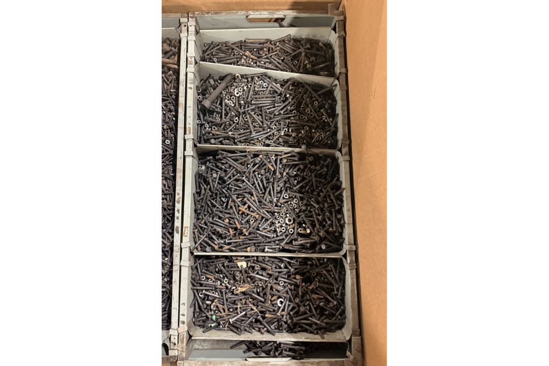 Workshop consumables in metal storage trays - heavy duty bolts, nuts, washers, studs - approx 915kg - Image 8 of 17