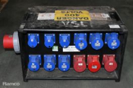 Portable 400V power distribution box - 3x 16A sockets & 9x 32A sockets - W 700 x D 350 x H 350mm