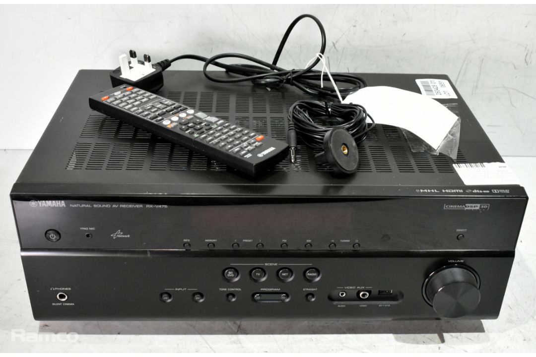 Yamaha RX-V475 5.1 network AV receiver/amplifier with remote and reference microphone - Image 1 of 6