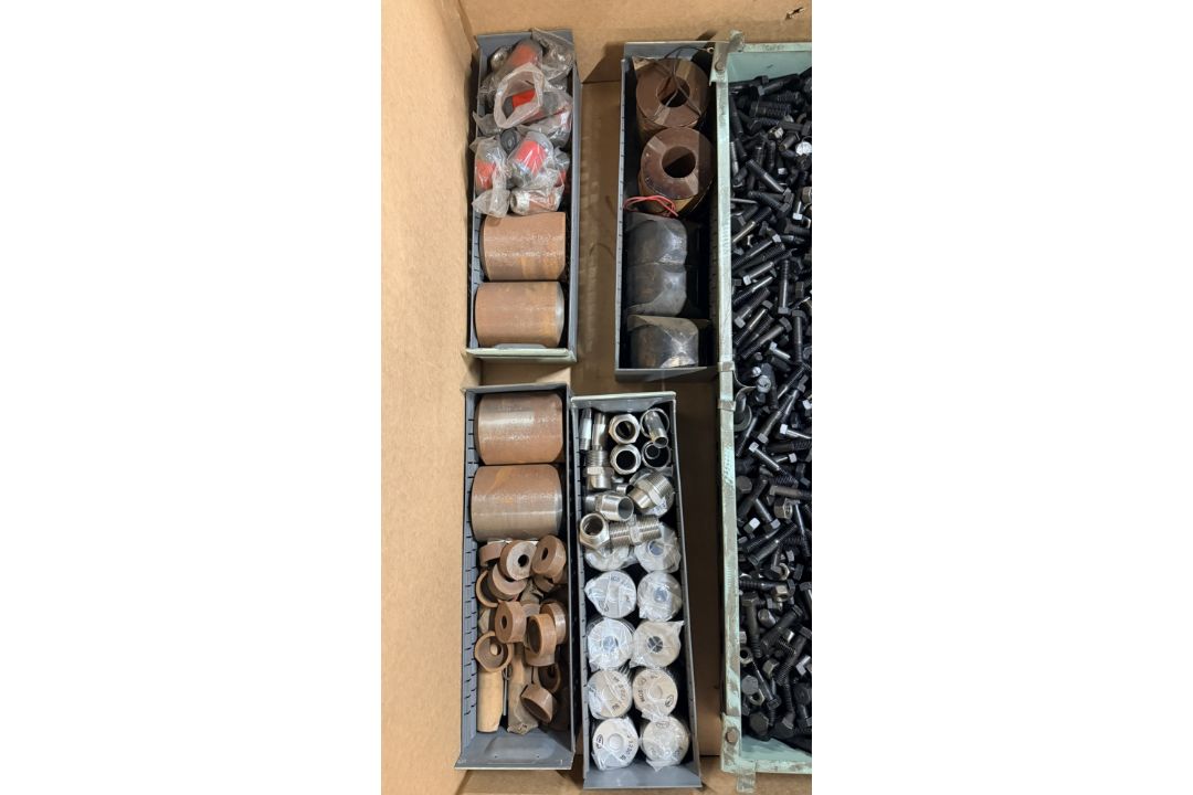 Workshop consumables in metal storage trays - heavy duty bolts, nuts, washers, studs - approx 915kg - Image 2 of 17