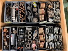 Workshop consumables in metal storage trays - bolts, nuts, washers, jubilee clips - approx 810kg