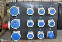 Portable power distribution box - 9x 16A sockets and 3x 32A sockets - W 620 x D 410 x H 420mm