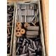 Workshop consumables in metal storage trays - heavy duty bolts, nuts, washers, chains - approx 820kg - Image 16 of 17