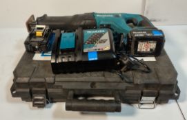 Makita DJR186Z - 18V LXT Reciprocating Saw c/w 2 Batteries and Charger