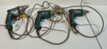 3x MAKITA FS2500 - 110V TEK Screwdrivers