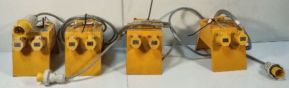 3x DEFENDER CEEFORM - 110V 16A 4 WAY Splitter Units & Blakley S4-16/14/32 - 110V 16A 4 WAY Splitter