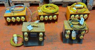 2x DEFENDER E13115 - 110V 16A 4 WAY Splitter Units & 3x BLAKLEY EOA/S4-32 - 110V 32A 4 WAY Splitters