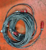 3x RONBAR - 415V 63A 10m 4 Pin Extension Cable