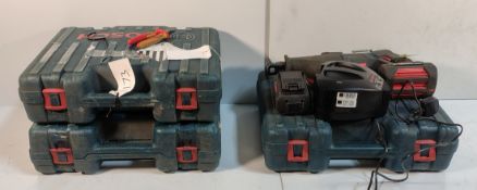 3x BOSCH GSA 36 V-LI - 36V Battery Reciprocating Saws c/w 2 Batteries and Charger