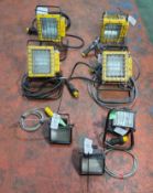 3x LEWDEN 110V Floodlight & 4x CHALMIT EVJD/300/TL/Y/FS 110V EX. Floodlight