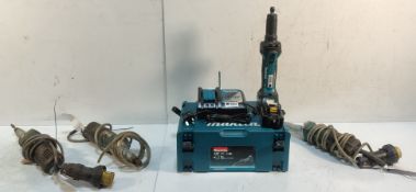 3x MAKITA GDO811C 110V Die Grinder & MAKITA DGD800 18V Die Grinders c/w 2 Batteries and Charger