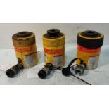 3x Enerpac RCH-302 30t Single Acting Hollow Plunger Cylinders 178mm-242mm