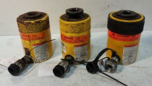 3x Enerpac RCH-302 30t Single Acting Hollow Plunger Cylinders 178mm-242mm