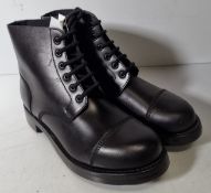 Black leather ammo studded parade boots - size 8M