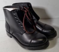 Black leather ammo studded parade boots - size 8M