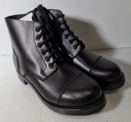 Black leather ammo studded parade boots - size 8M