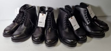 4x Black leather ammo studded parade boots - size 10M