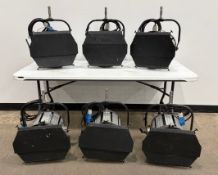 6x Fresnel 2.0K Filmgear (MAN). Comes with colour frames and barn doors. UNPACKAGED. Each unit 14kg