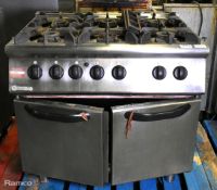Mareno commercial 6 burner gas range dual-door - W 900 x D 740 x H 890mm