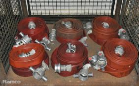 12x Type 3 layflat fire hoses - 45mm x 12m length approx