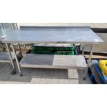 Stainless steel table with bottom shelf - W 1495 x D 754 x H 910mm