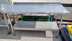 Stainless steel table with bottom shelf - W 1495 x D 754 x H 910mm