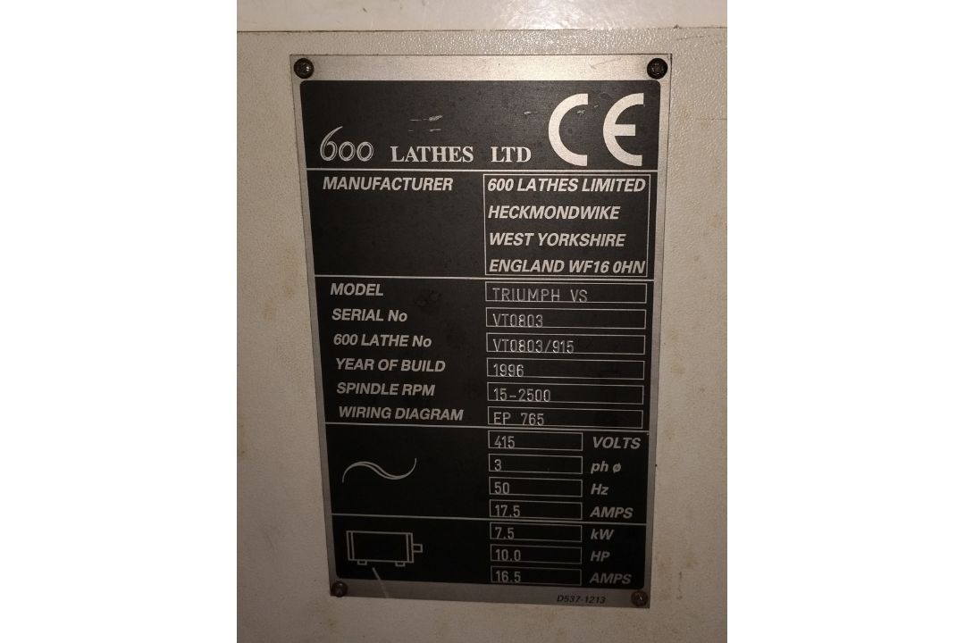 600 Lathes Ltd Colchester Triumph VS 2500 lathe - full details in the description - Image 13 of 13