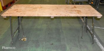 18x wooden topped tables with metal folding legs - mixed conditions