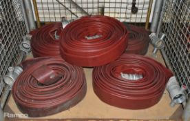 5x Type 3 layflat fire hoses - 70mm x 23m length approx