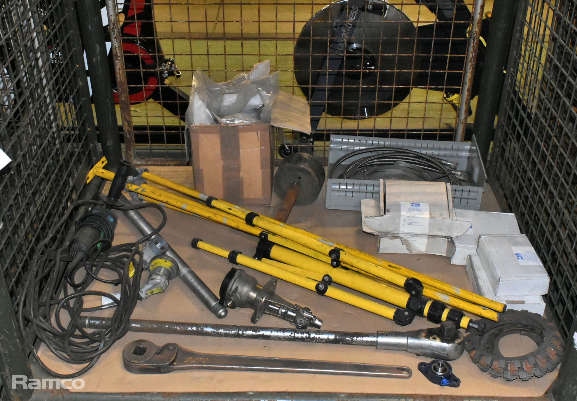 Workshop equipment and consumables - tripods, ratchets, corded angle grinder, gauges