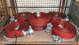 6x Type 3 layflat fire hoses - 45mm x 23m length approx