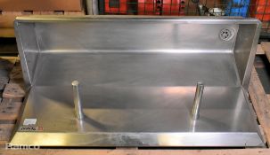 Syspal metal two station basin with sensor taps - W 1072 x D 419 x H 720mm - MISSING CONNECTOR PIPES