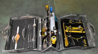 Fibreglass portable workshop tool case with tools - W 540 x D 280 x H 550mm