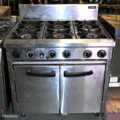 Cobra 6 burner gas range and static oven - W 900 x D 800 x H 1090mm