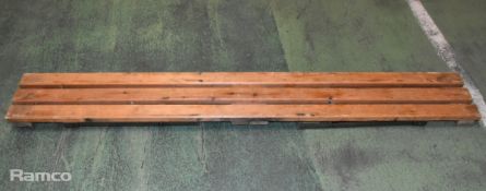 16x wooden topped tables & 2x wooden benches with metal folding legs - mixed conditions