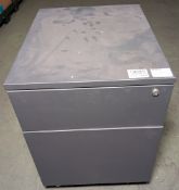 Grey office pedestal with key lock - W 435 x D 535 x H 590mm - LOCKED NO KEYS