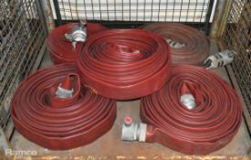 5x Type 3 layflat fire hoses - 70mm x 23m length approx