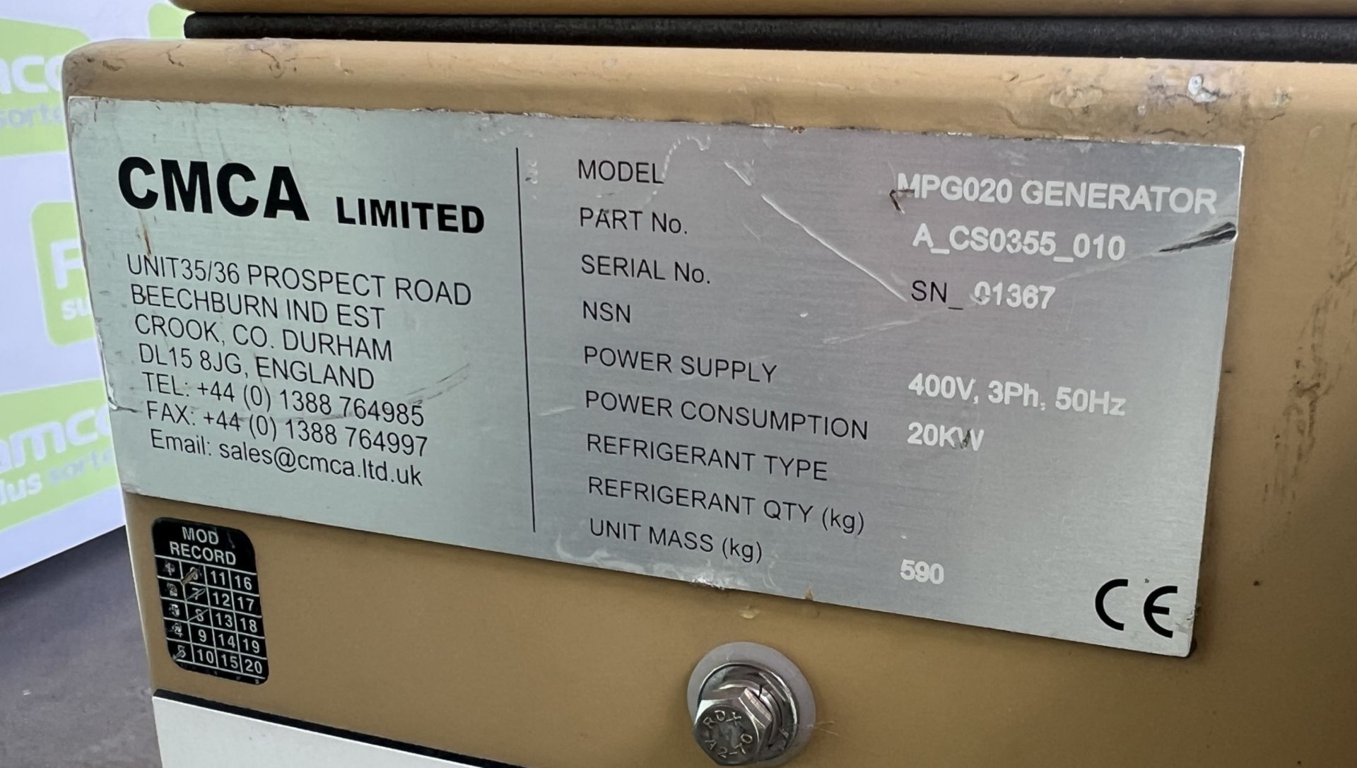CMCA MPG020 3-phase 20kW/400V/50Hz diesel generator with Yanmar 3TNV88-DSAP water-cooled engine - Image 6 of 21