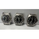 3x CWC W10-6645-99 British Army issue quartz wristwatches - 2004 - details in the description