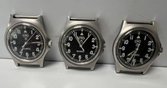 3x CWC W10-6645-99 British Army issue quartz wristwatches - 2004 - details in the description
