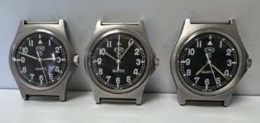 3x CWC G10 0552/6645 Royal Navy issue quartz wristwatches - 1990 - details in the description